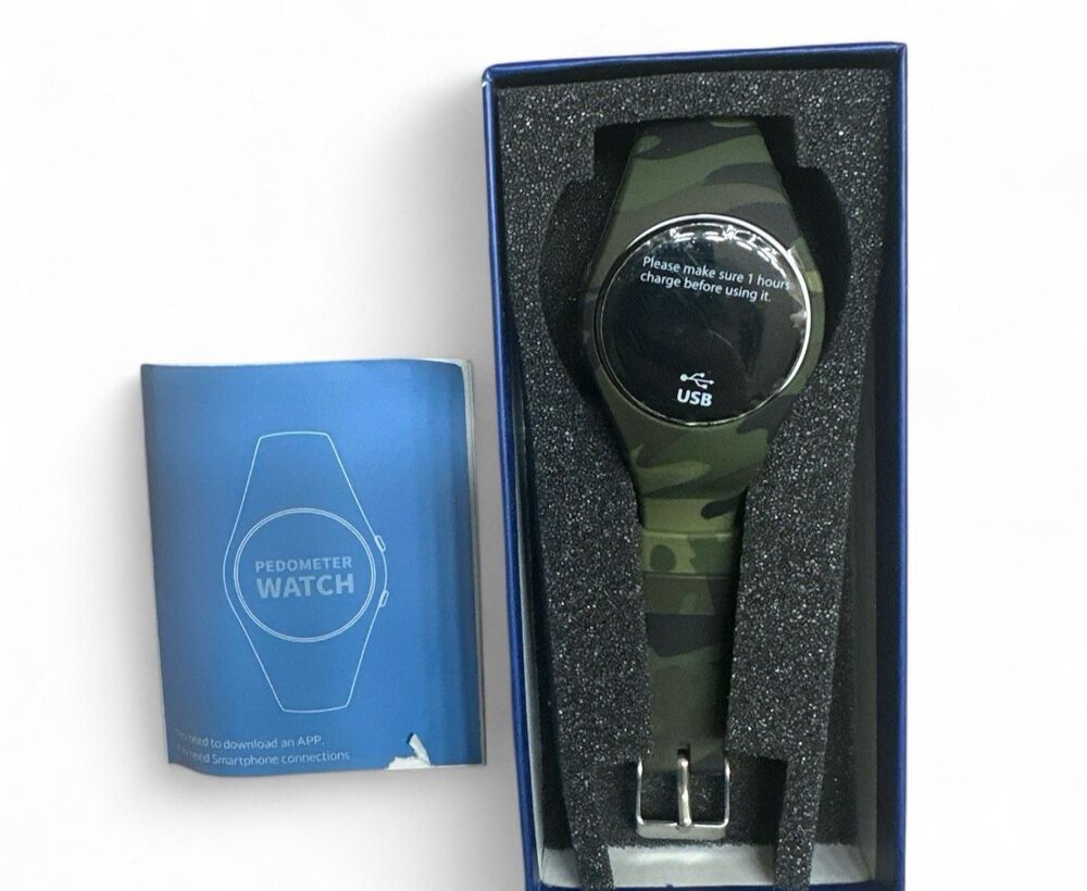 New Green Camo LED Pedometer Watch Direct USB Charging (No cables needed)